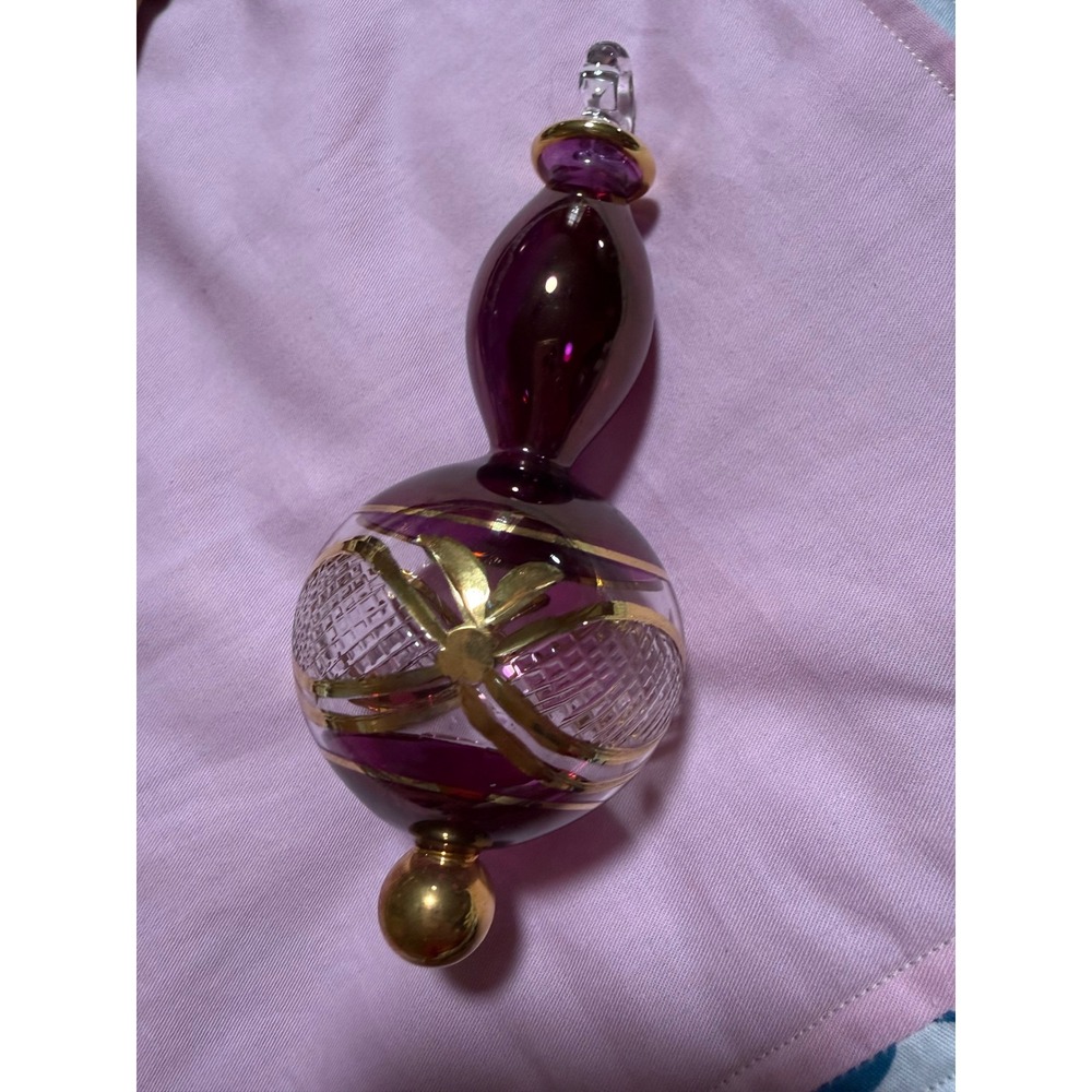Kurt Adler Luxor Egyptian Glass Ornament Purple Gold Hand Blown Finial 6.25 inch